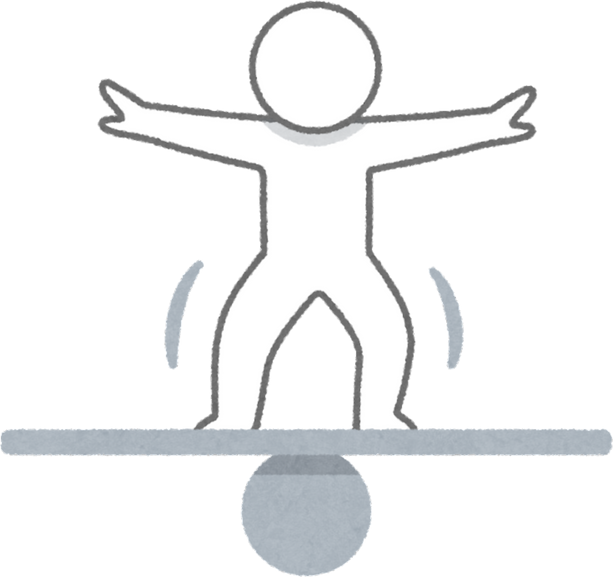 Illustration of a Stick Figure Balancing on a Seesaw Board